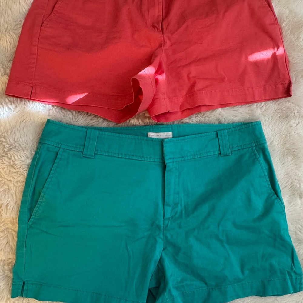 New York & Company coral and teal Bermuda Shorts